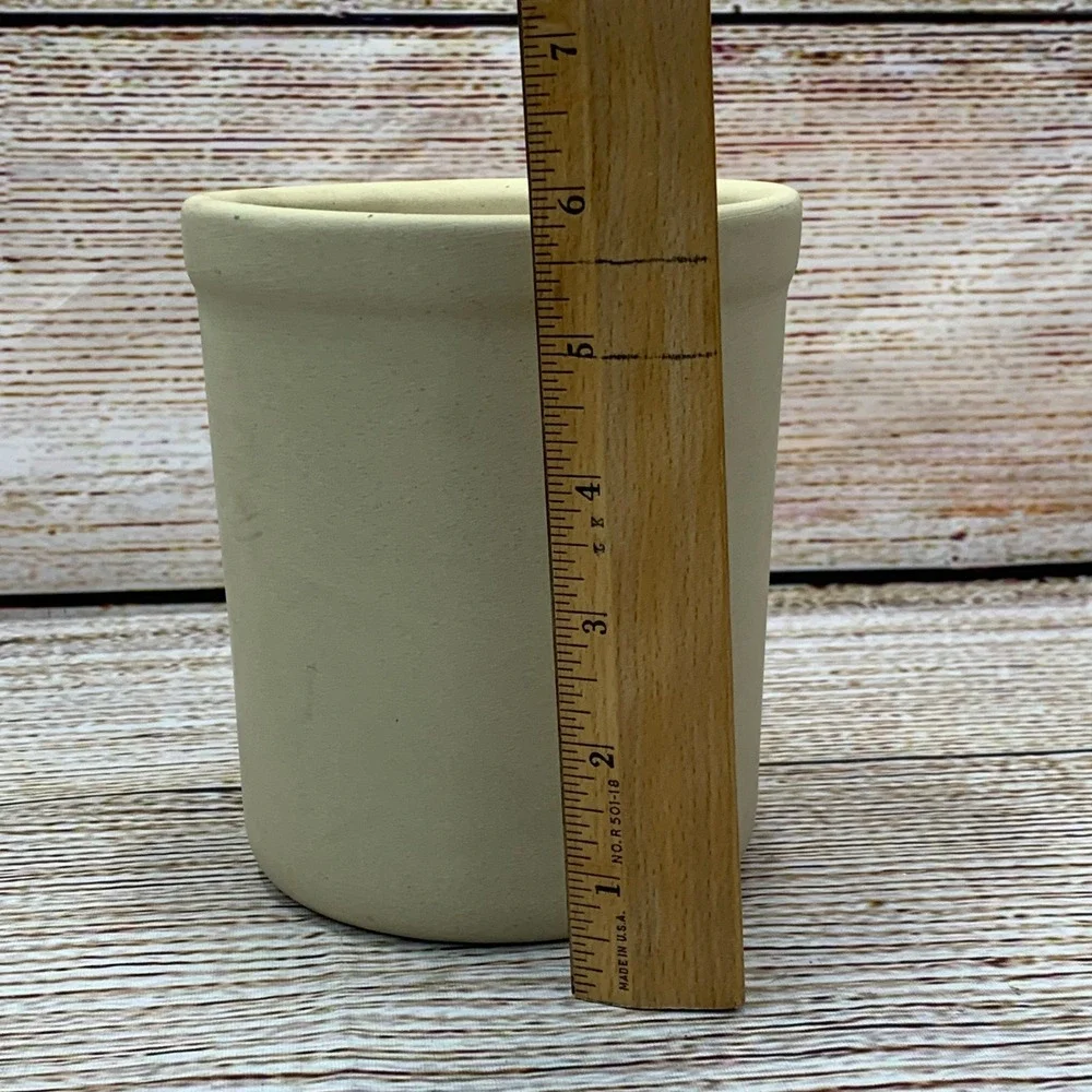 Pampered Chef Stoneware Utensil Holder Crock USA Kitchen Tool Organizer Beige‎